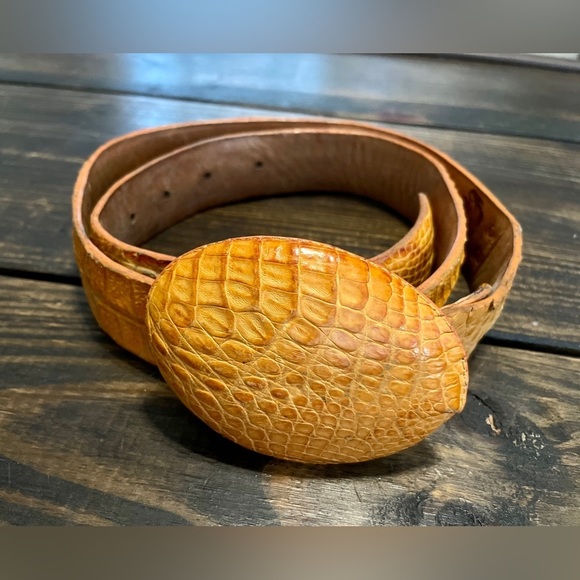 Los Altos Buttercup Genuine Crocodile Belt men’s size 38 - Picture 1 of 7